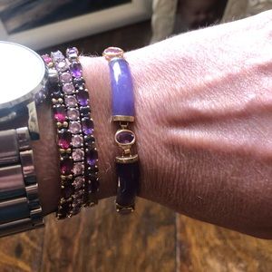 14k Gold Authentic Lavender Jade & Amethyst Chinese Bracelet